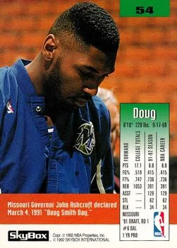 1992-93 SkyBox Doug Smith #54 card back image