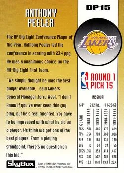 1992-93 SkyBox Anthony Peeler [Draft Picks] Draft Picks #DP15 card back image