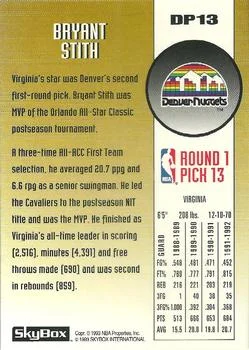 1992-93 SkyBox Bryant Stith [Draft Picks] Draft Picks #DP13 card back image