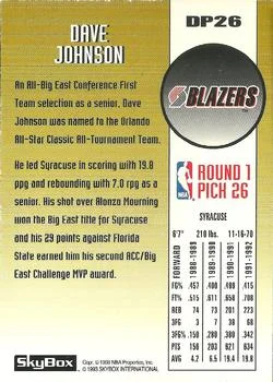 1992-93 SkyBox Dave Johnson [Draft Picks] Draft Picks #DP26 card back image