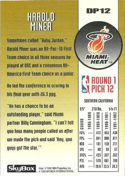 1992-93 SkyBox Harold Miner [Draft Picks] Draft Picks #DP12 card back image