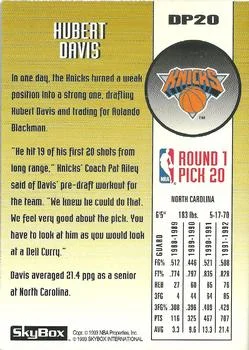 1992-93 SkyBox Hubert Davis [Draft Picks] Draft Picks #DP20 card back image