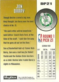 1992-93 SkyBox Jon Barry [Draft Picks] Draft Picks #DP21 card back image
