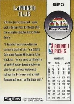 1992-93 SkyBox LaPhonso Ellis [Draft Picks] Draft Picks #DP5 card back image