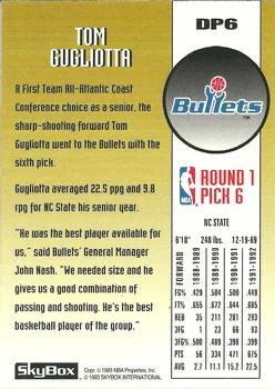 1992-93 SkyBox Tom Gugliotta [Draft Picks] Draft Picks #DP6 card back image