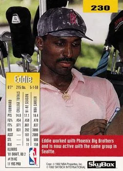 1992-93 SkyBox Eddie Johnson #230 card back image