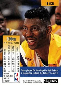 1992-93 SkyBox Elden Campbell #113 card back image
