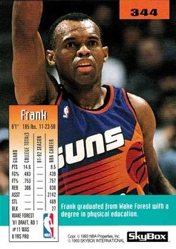 1992-93 SkyBox Frank Johnson #344 card back image