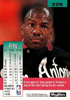 1992-93 SkyBox Greg Sutton #226 card back image