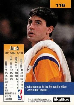 1992-93 SkyBox Jack Haley #116 card back image