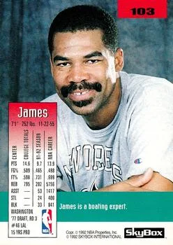 1992-93 SkyBox James Edwards #103 card back image