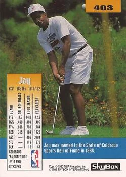1992-93 SkyBox Jay Humphries #403 card back image