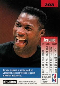 1992-93 SkyBox Jerome Kersey #203 card back image