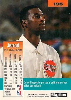 1992-93 SkyBox Jerrod Mustaf #195 card back image