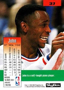 1992-93 SkyBox John Battle #37 card back image