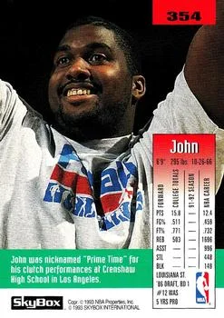 1992-93 SkyBox John Williams #354 card back image
