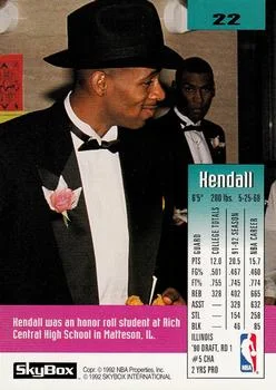 1992-93 SkyBox Kendall Gill #22 card back image