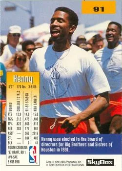 1992-93 SkyBox Kenny Smith #91 card back image