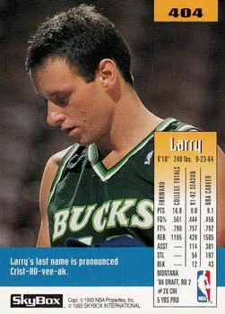 1992-93 SkyBox Larry Krystkowiak #404 card back image