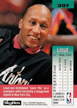 1992-93 SkyBox Lloyd Daniels #397 card back image