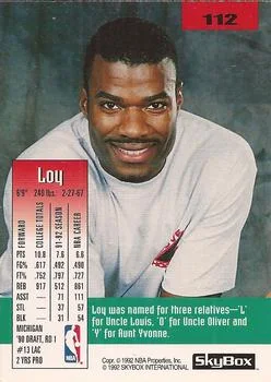 1992-93 SkyBox Loy Vaught #112 card back image