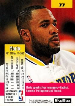 1992-93 SkyBox Mario Elie #77 card back image