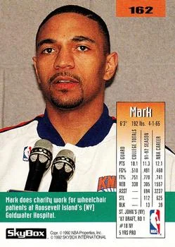 1992-93 SkyBox Mark Jackson #162 card back image