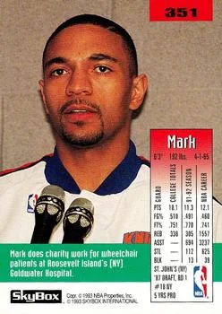 1992-93 SkyBox Mark Jackson #351 card back image