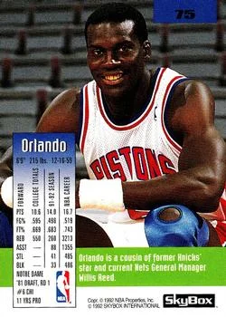 1992-93 SkyBox Orlando Woolridge #75 card back image