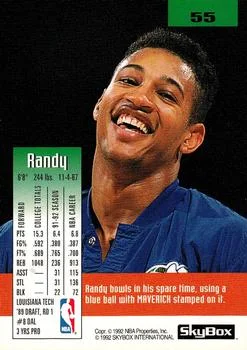 1992-93 SkyBox Randy White #55 card back image