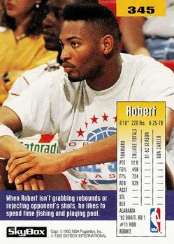 1992-93 SkyBox Robert Horry ROO #345 card back image