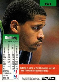 1992-93 SkyBox Rodney McCray #53 card back image