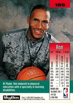 1992-93 SkyBox Ron Harper #105 card back image