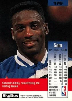 1992-93 SkyBox Sam Vincent #176 card back image