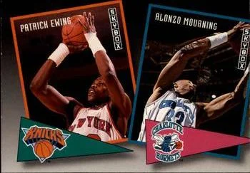 1992-93 SkyBox Patrick Ewing / Alonzo Mourning School Ties #ST1 card image