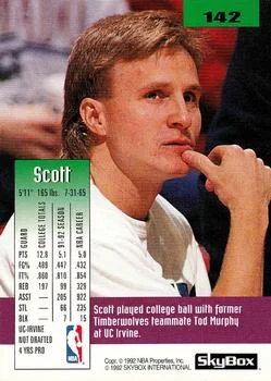 1992-93 SkyBox Scott Brooks #142 card back image