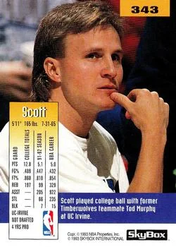1992-93 SkyBox Scott Brooks #343 card back image