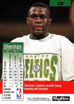 1992-93 SkyBox Sherman Douglas #12 card back image