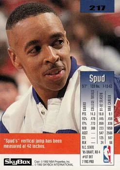 1992-93 SkyBox Spud Webb #217 card back image
