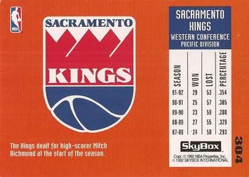 1992-93 SkyBox Spud Webb TT #304 card back image