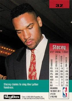 1992-93 SkyBox Stacey King #32 card back image