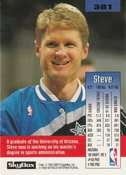1992-93 SkyBox Steve Kerr #381 card back image