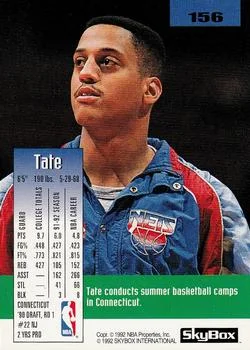 1992-93 SkyBox Tate George #156 card back image