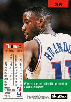 1992-93 SkyBox Terrell Brandon #38 card back image