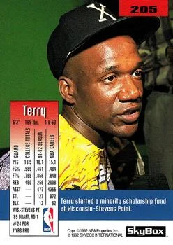 1992-93 SkyBox Terry Porter #205 card back image