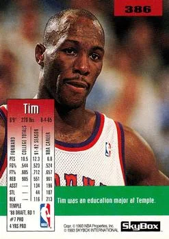 1992-93 SkyBox Tim Perry #386 card back image