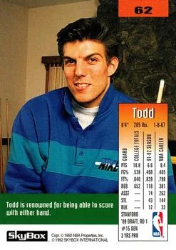 1992-93 SkyBox Todd Lichti #62 card back image