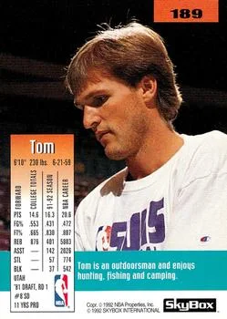 1992-93 SkyBox Tom Chambers #189 card back image