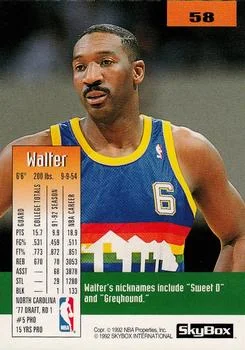1992-93 SkyBox Walter Davis #58 card back image
