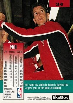 1992-93 SkyBox Will Perdue #34 card back image